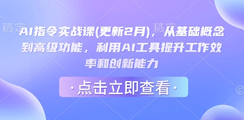AI指令实战课(更新2月)，从基础概念到高级功能，利用AI工具提升工作效率和创新能力-皮皮网创