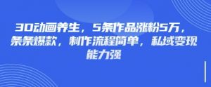 3D动画养生,5条作品涨粉5万,条条爆款,制作流程简单,私域变现能力强-皮皮网创