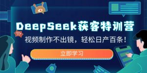 DeepSeek获客特训营，视频制作不出镜，轻松日产百条！-皮皮网创
