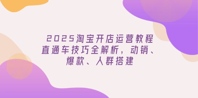 2025淘宝开店运营教程更新，直通车技巧全解析，动销、爆款、人群搭建-皮皮网创