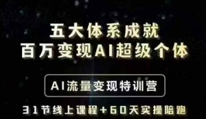 五大体系成就百万变现AI超级个体- AI流量变现特训营，一步一步教你一个人怎么年入百W-皮皮网创