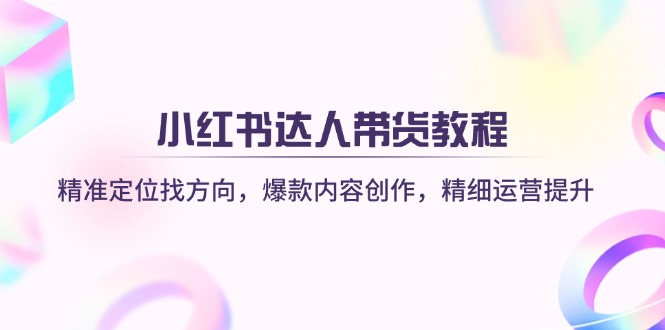小红书达人带货教程：精准定位找方向，爆款内容创作，精细运营提升-皮皮网创