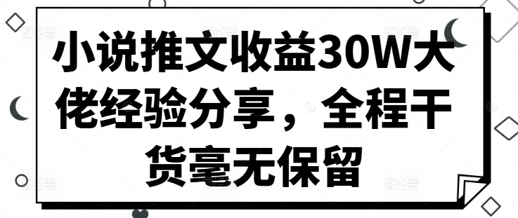小说推文收益30W大佬经验分享，全程干货毫无保留-皮皮网创
