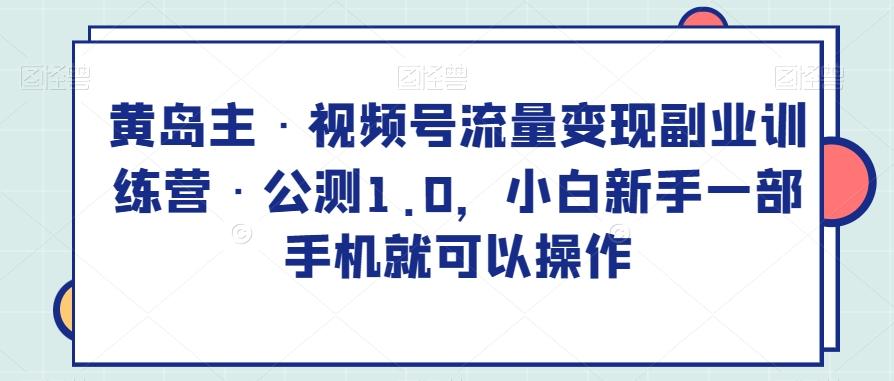 黄岛主·视频号流量变现副业训练营·公测1.0，小白新手一部手机就可以操作-皮皮网创