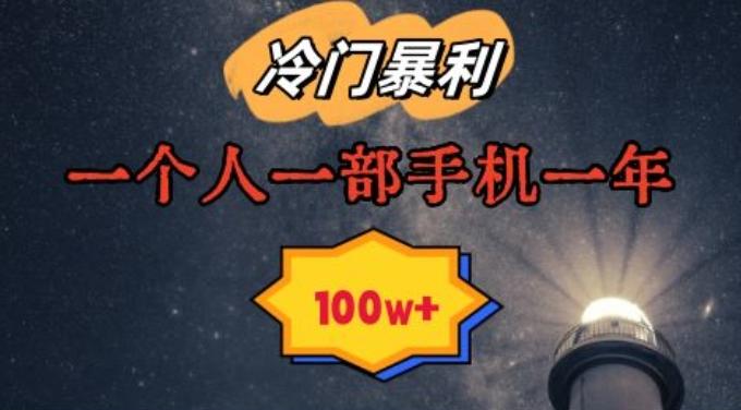 暴利冷门赛道，一单268，一个人一部手机一年100w【揭秘】-皮皮网创