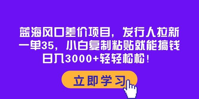 蓝海风口差价项目，发行人拉新，一单35，小白复制粘贴就能搞钱！日入30…-皮皮网创