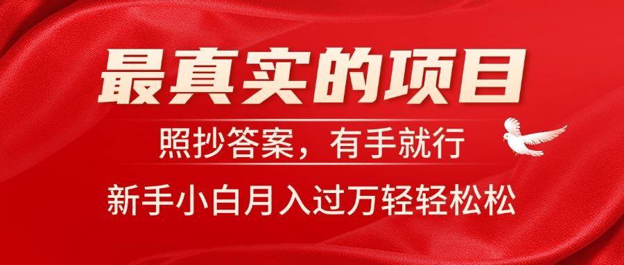 最真实的项目，照抄答案，有手就行，新手小白月入过万轻轻松松-皮皮网创