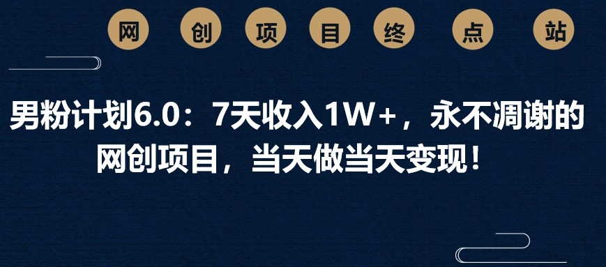 图片[1]-男粉计划6.0：7天收入1W+，永不凋谢的网创项目，当天做当天变现！-皮皮网创