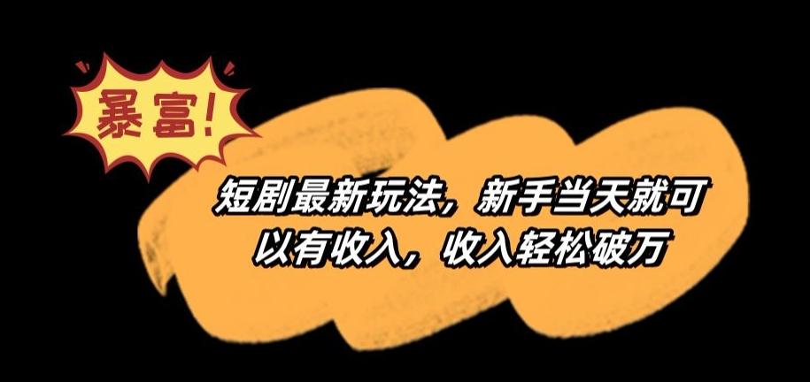 短剧最新玩法，新手当天就可以有收入，收入轻松破万【揭秘】-皮皮网创