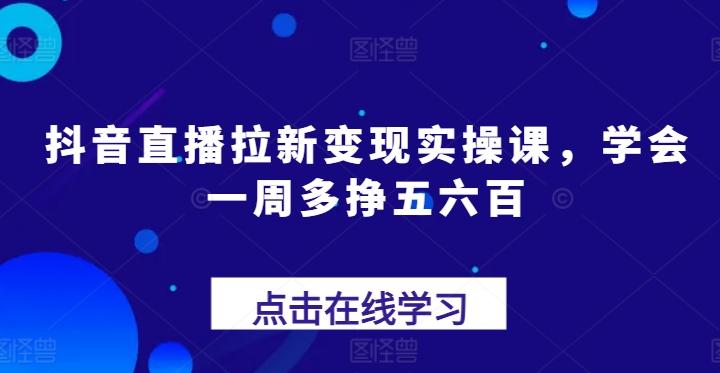 抖音直播拉新变现实操课，学会一周多挣五六百-皮皮网创