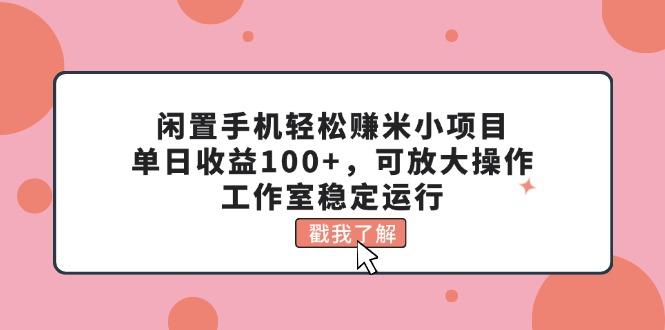 闲置手机轻松赚米小项目，单日收益100+，可放大操作，工作室稳定运行-皮皮网创