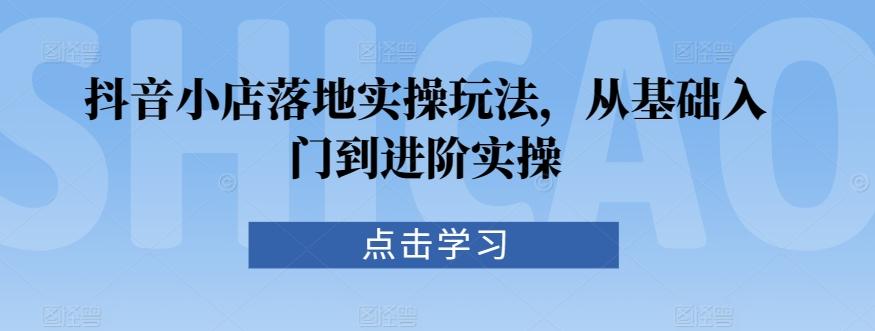 抖音小店落地实操玩法，从基础入门到进阶实操-皮皮网创