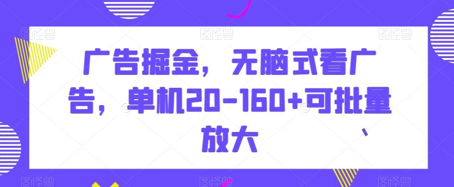 广告掘金，无脑式看广告，单机20-160+可批量放大【揭秘】-皮皮网创