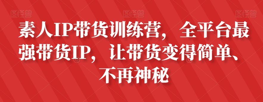 素人IP带货训练营，全平台最强带货IP，让带货变得简单、不再神秘-皮皮网创