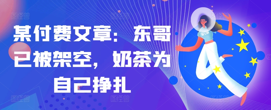 某付费文章：东哥已被架空，奶茶为自己挣扎!!-皮皮网创