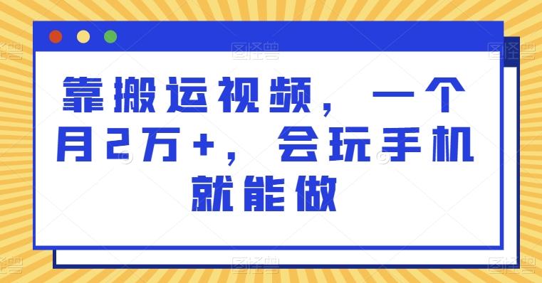 靠搬运视频，一个月2万+，会玩手机就能做-皮皮网创
