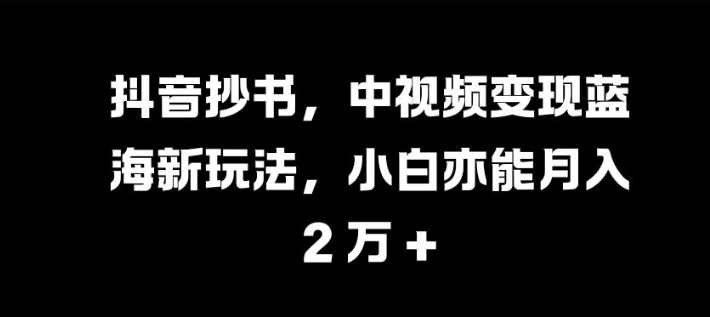 抖音抄书，中视频变现蓝海新玩法，小白亦能月入 过W【揭秘】-皮皮网创