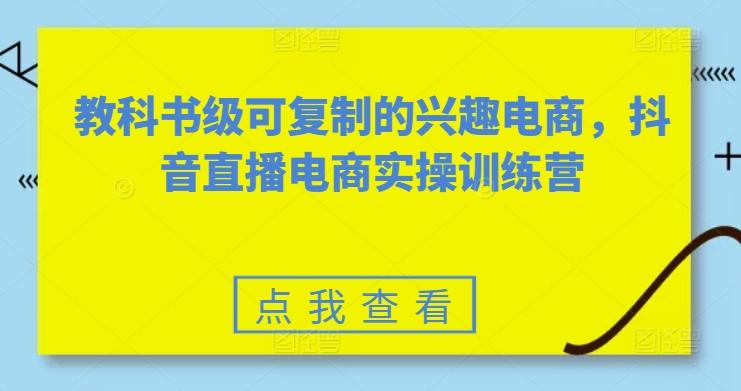 教科书级可复制的兴趣电商，抖音直播电商实操训练营-皮皮网创