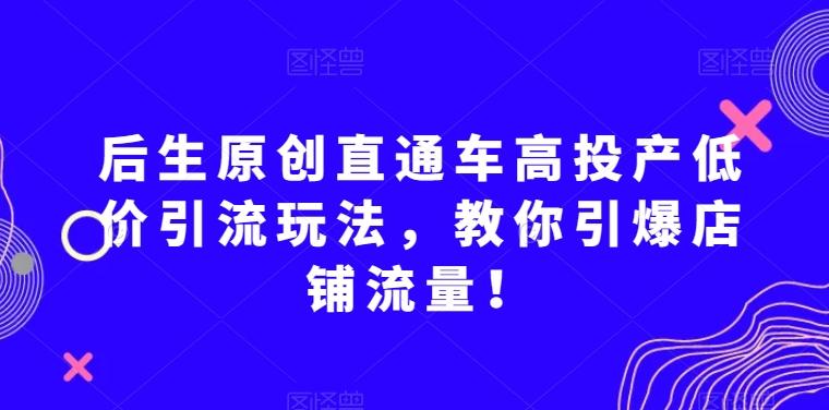 后生原创直通车高投产低价引流玩法，教你引爆店铺流量！-皮皮网创
