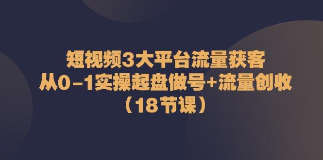 短视频3大平台流量获客：从0-1实操起盘做号+流量创收(18节课)-皮皮网创