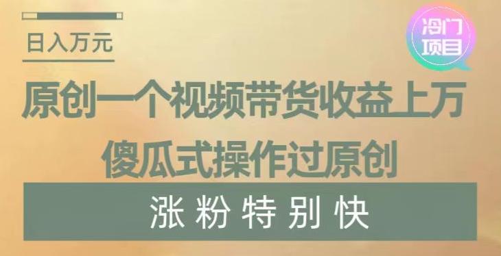 原创一个视频带货收益上万，傻瓜式操作过原创，几分钟做一个视频涨粉特别快【揭秘】-皮皮网创