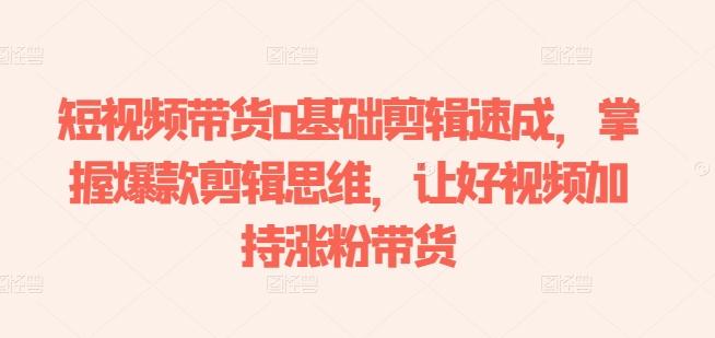 短视频带货0基础剪辑速成，掌握爆款剪辑思维，让好视频加持涨粉带货-皮皮网创