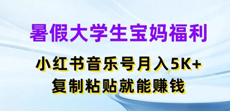 暑假大学生宝妈福利，小红书音乐号月入5000+，复制粘贴就能赚钱【揭秘】-皮皮网创