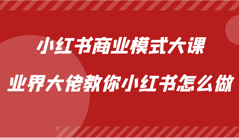 小红书商业模式大课，业界大佬教你小红书怎么做【视频课】-皮皮网创