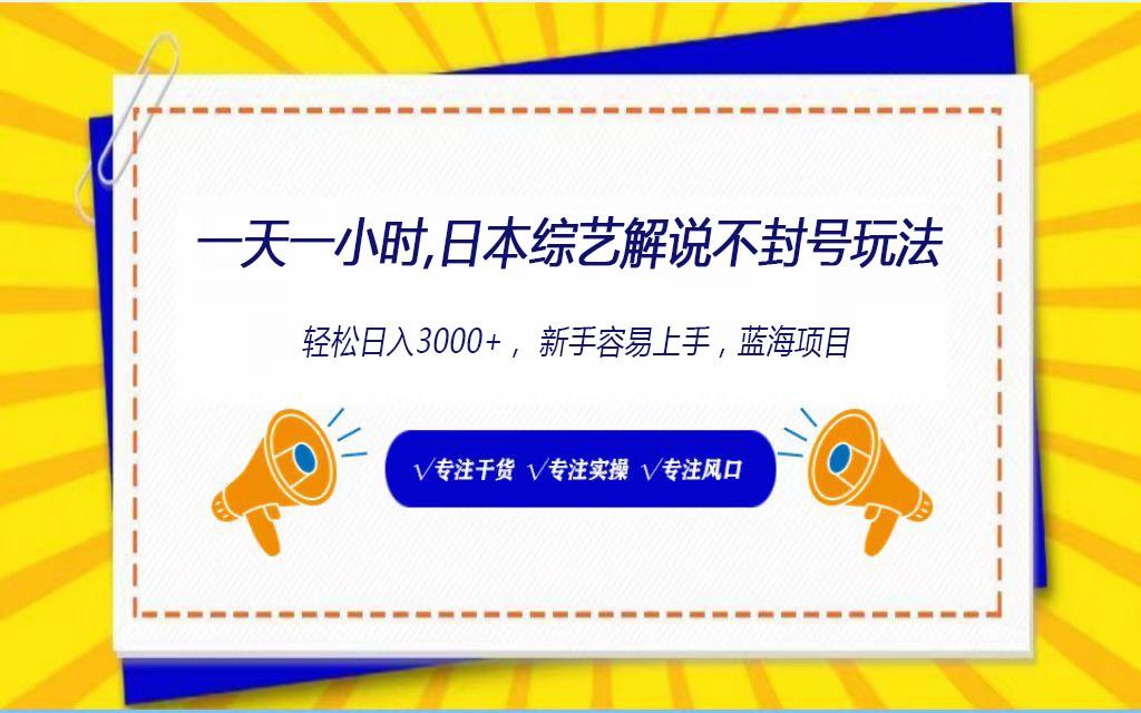 日本综艺解说不封号玩法，轻松日入1000+，全新赛道-皮皮网创