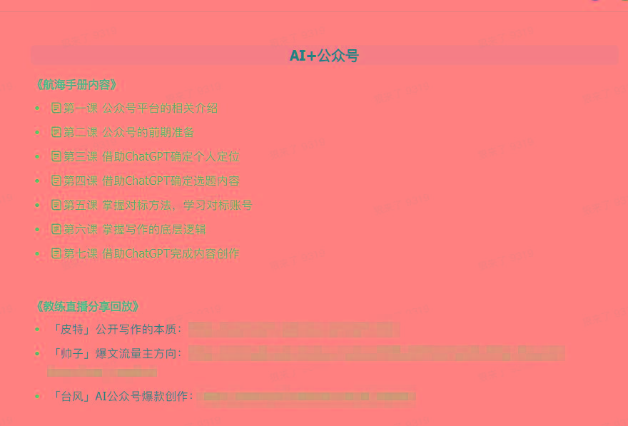 图片[3]-(9351期)AI破局手册+教练分享合集：AI提示词/AI+小红书 /AI+公众号/AI+绘画/AI编程-皮皮网创