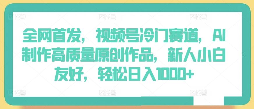 全网首发，视频号冷门赛道，AI制作高质量原创作品，新人小白友好，轻松日入1000+【揭秘】-皮皮网创