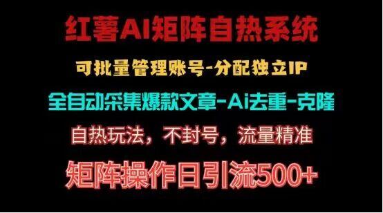 红薯矩阵自热系统，独家不死号引流玩法！矩阵操作日引流500+-皮皮网创