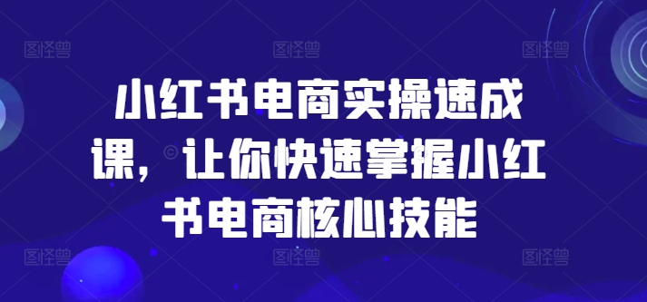 小红书电商实操速成课，让你快速掌握小红书电商核心技能-皮皮网创