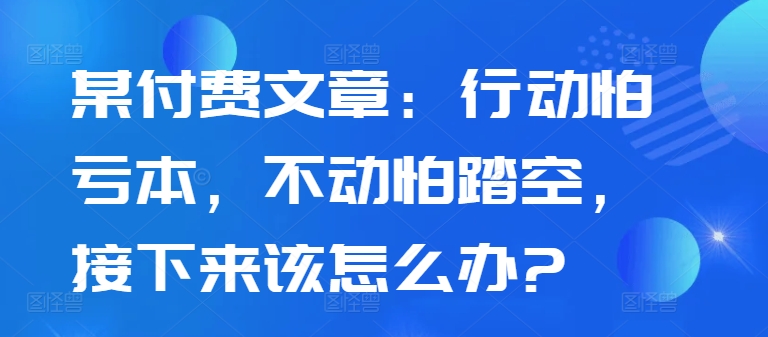 某付费文章：行动怕亏本，不动怕踏空，接下来该怎么办?-皮皮网创