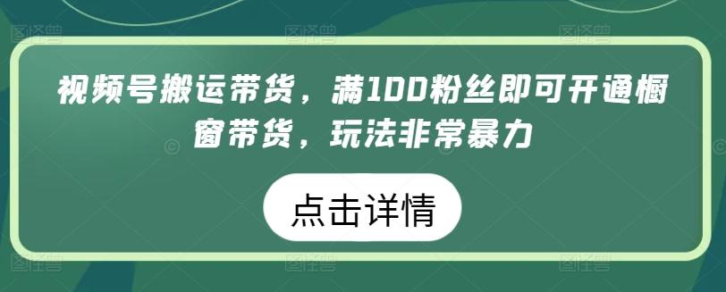 视频号搬运带货，满100粉丝即可开通橱窗带货，玩法非常暴力【揭秘】-皮皮网创