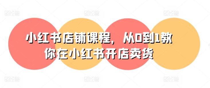 小红书店铺课程，从0到1教你在小红书开店卖货-皮皮网创