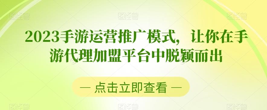2023手游运营推广模式，让你在手游代理加盟平台中脱颖而出-皮皮网创