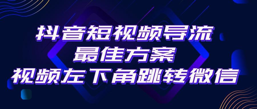 抖音短视频引流导流最佳方案，视频左下角跳转微信，外面500一单，利润200+-皮皮网创