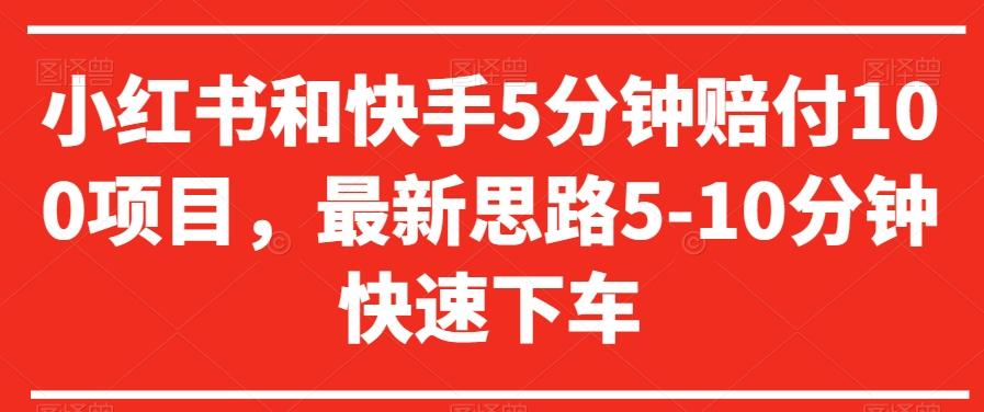 小红书和快手5分钟赔付100项目，最新思路5-10分钟快速下车【仅揭秘】-皮皮网创