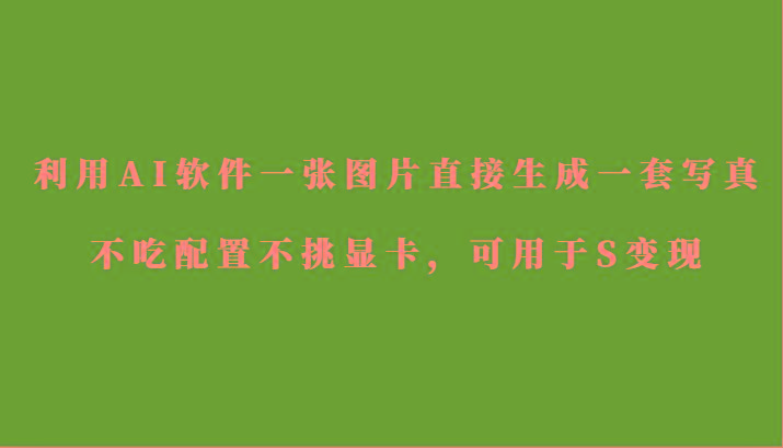 利用AI软件只需一张图片直接生成一套写真，不吃配置不挑显卡，可用于S变现-皮皮网创