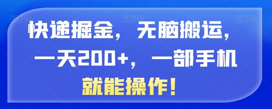 快递掘金，无脑搬运，一天200+，一部手机就能操作！-皮皮网创