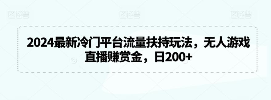 2024最新冷门平台流量扶持玩法，无人游戏直播赚赏金，日200+【揭秘】-皮皮网创