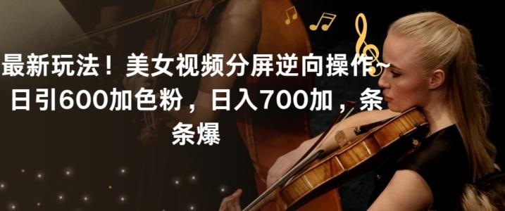最新玩法！美女视频分屏逆向操作~日引600加色粉，日入700加，条条爆【揭秘】-皮皮网创