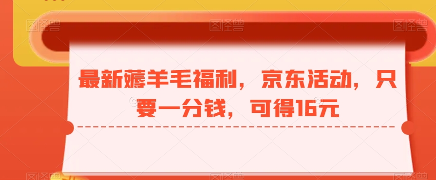 最新薅羊毛福利，京东活动，只要一分钱，可得16元-皮皮网创