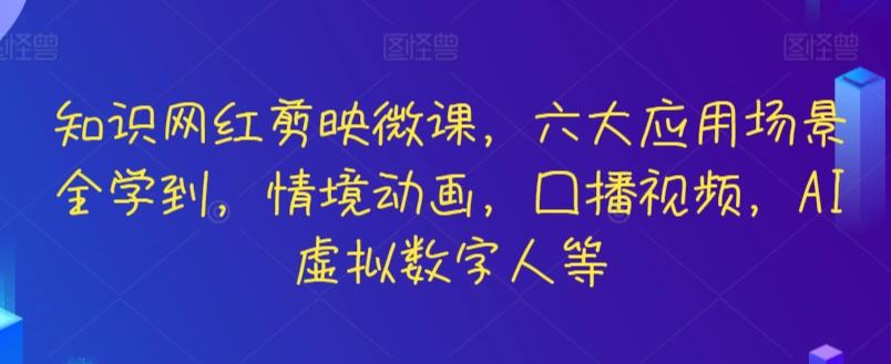 知识网红剪映微课，六大应用场景全学到，情境动画，囗播视频，AI虚拟数字人等-皮皮网创