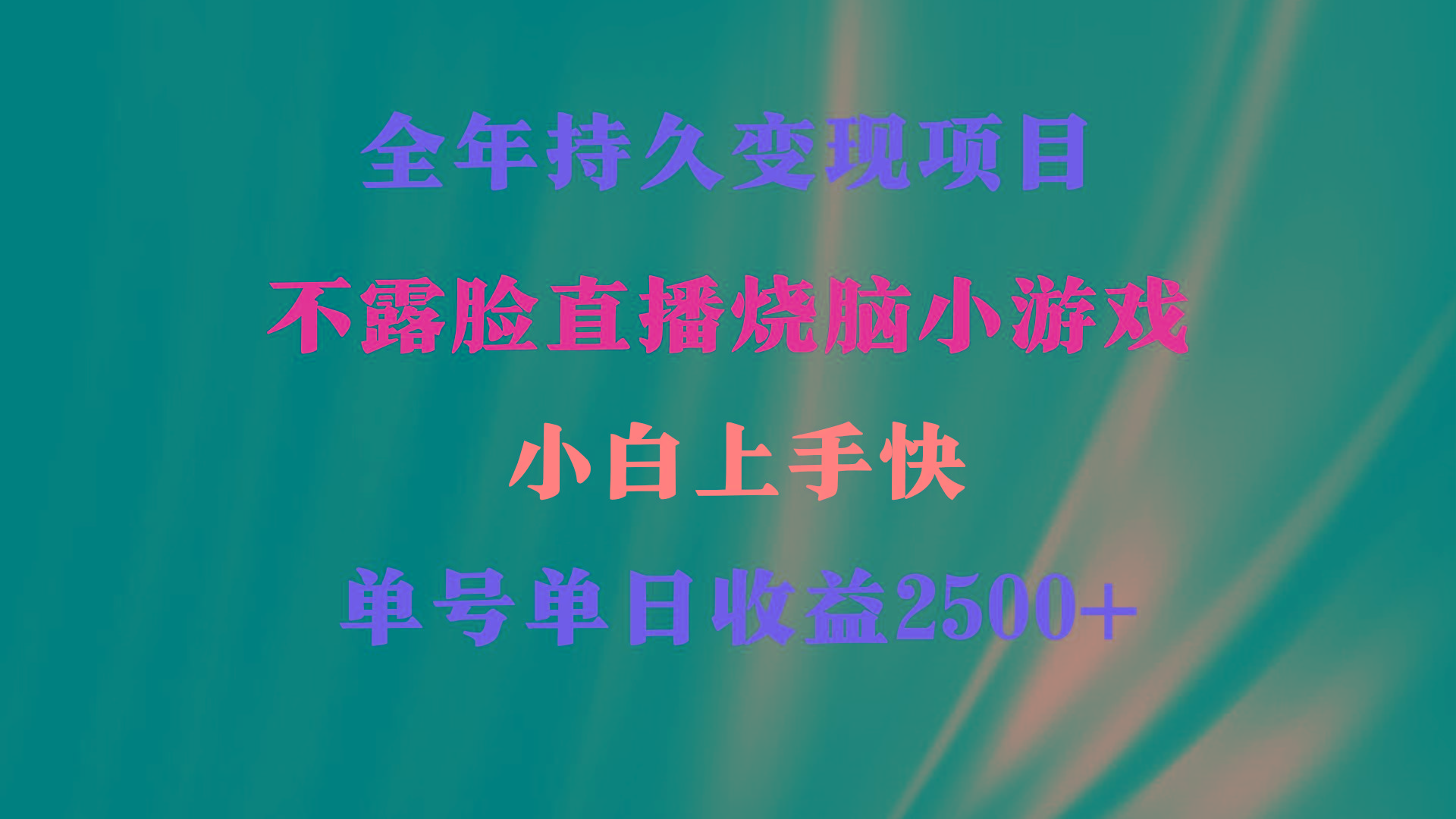 2024年 最优项目，烧脑小游戏不露脸直播  小白上手快 无门槛 一天收益2500+-皮皮网创