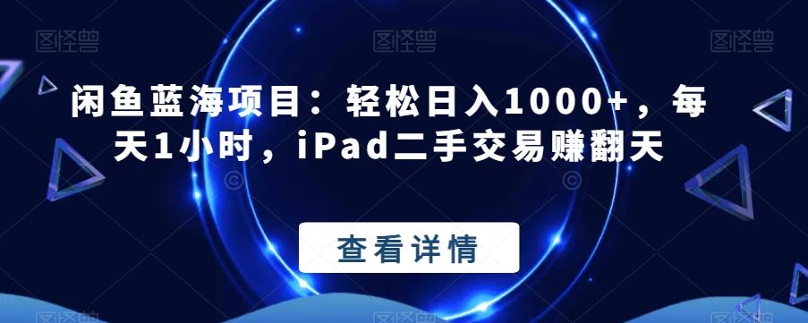 闲鱼蓝海项目：轻松日入1000+，每天1小时，iPad二手交易赚翻天-皮皮网创