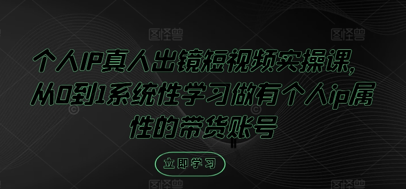 个人IP真人出镜短视频实操课，从0到1系统性学习做有个人ip属性的带货账号-皮皮网创