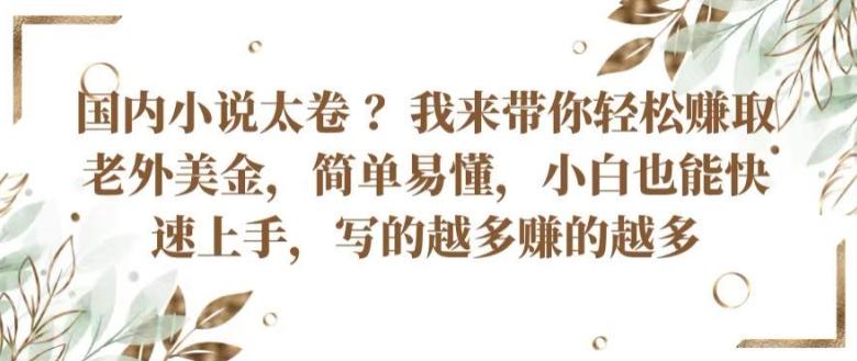 国内小说太卷 ?带你轻松赚取老外美金，简单易懂，小白也能快速上手，写的越多赚的越多【揭秘】-皮皮网创
