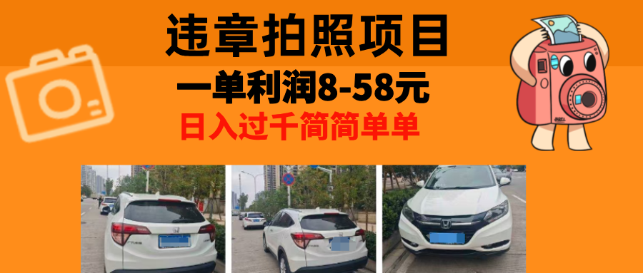 最强副业，违章拍照，一单利润8-58元，全国大小城市都可做-皮皮网创